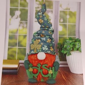 St. Patrick's Day Gnome Figurine with Orange Beard and Green Shamrock Hat
